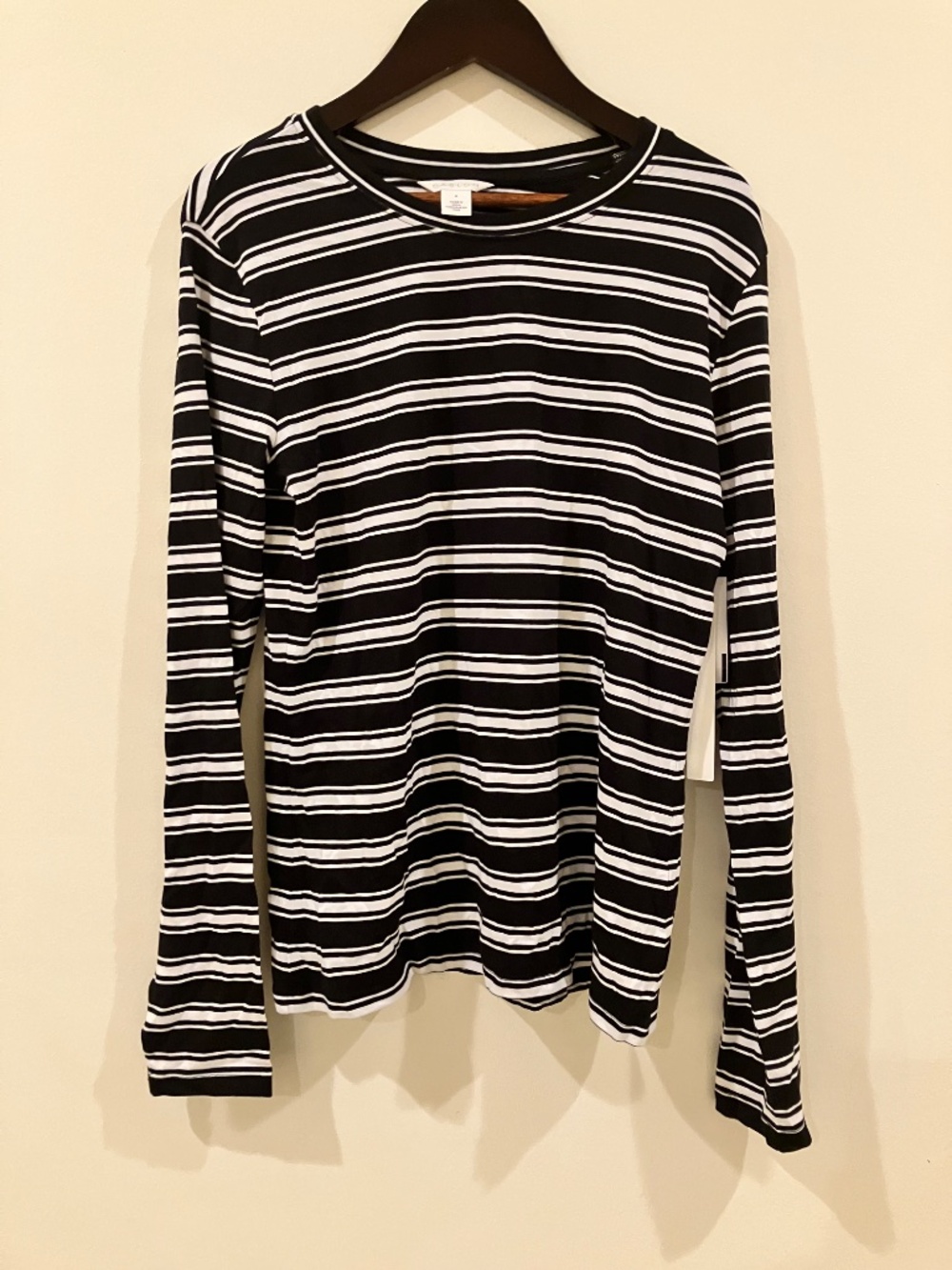Caslon Black and White Striped Adrian Shirt Women’s Size Small long sleeve
